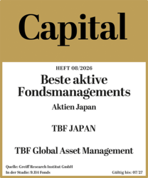 Auszeichnung Beste aktive Fondsmanagements TBF Japan 2026